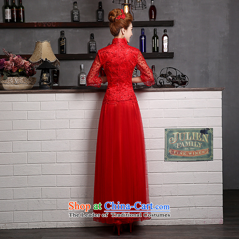 Toasting champagne qipao services stylish and elegant autumn 2015 new long-sleeved) Bride Chinese wedding dress video thin red dress L(3 Sau San ship within days, Nicole Kidman (nicole richie) , , , shopping on the Internet