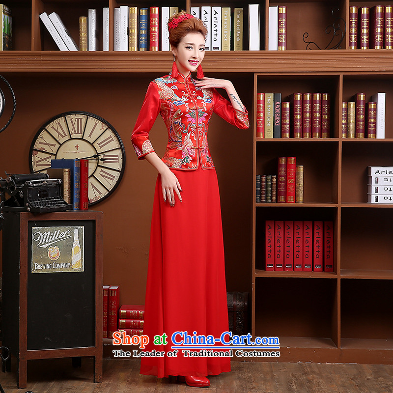 Toasting champagne bride services marriage qipao 2015 winter new stylish Chinese long-sleeved red dress women Sau San Red XL, Nicole Kidman (nicole richie) , , , shopping on the Internet