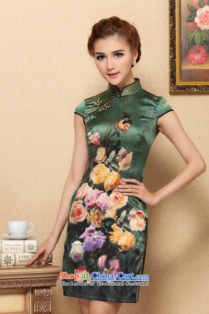 Dan smoke cheongsam dress Tang dynasty fashion Chinese herbs extract collar improved cheongsam elegant summer, Silk Cheongsam green banquet XL Photo, prices, brand platters! The elections are supplied in the national character of distribution, so action, buy now enjoy more preferential! As soon as possible.
