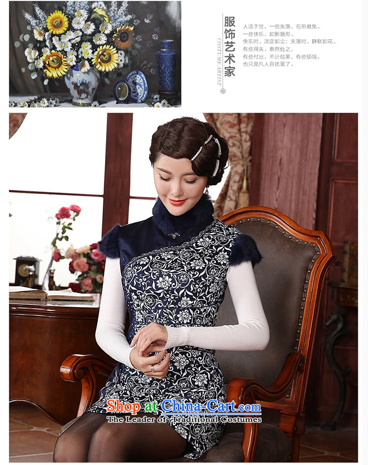 (SOO-Kwun Tong as soon as possible following the new 2015 celadon female clamp unit of winter clothing qipao pure cotton retro style qipao skirt QM3850 improved blue L picture, prices, brand platters! The elections are supplied in the national character of distribution, so action, buy now enjoy more preferential! As soon as possible.