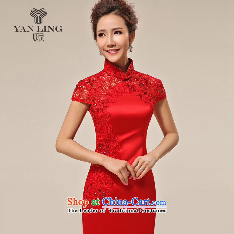 2015 New Red qipao gown bride short marriage QIPAO) bows to show dress QP62 RED S, Charlene Choi spirit has been pressed shopping on the Internet
