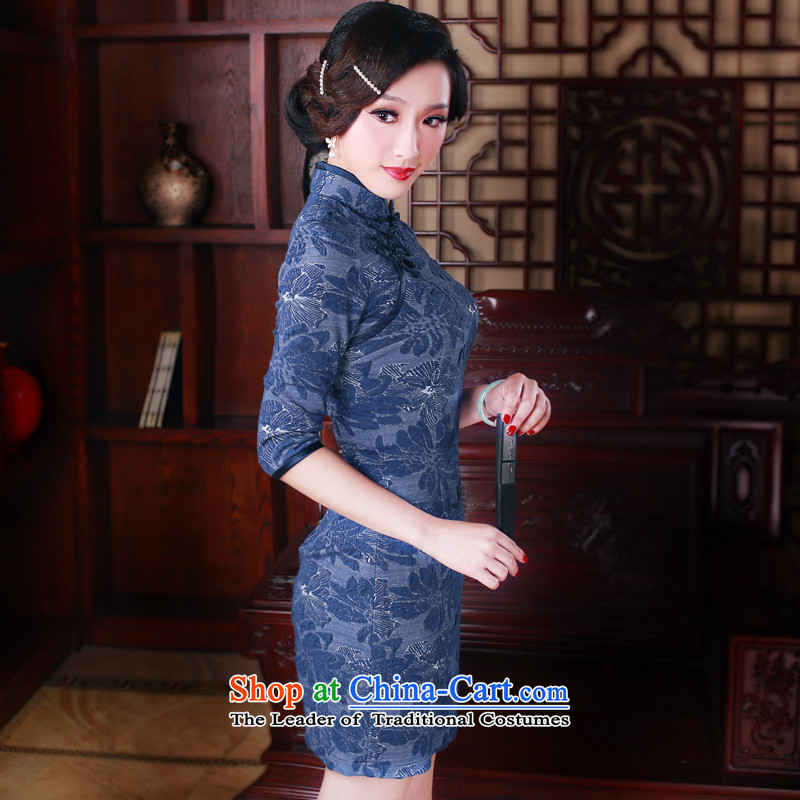 After a day of wind spring 2015 retro long cheongsam dress new improvements in the stylish cuff cheongsam dress 's 504.2 M , , , wind facilities blue shopping on the Internet