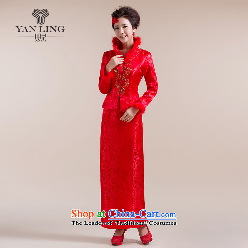 2015 New High-collar also traditional coin-style robes and Tang dynasty long skirt wedding dress red , L, Charlene Choi spirit has been pressed shopping on the Internet