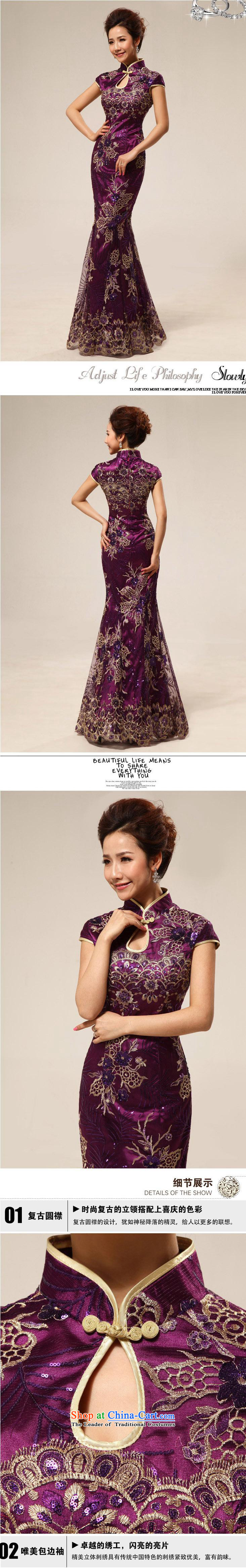 2015 Marriage Ceremonies qipao retro improved courtesy service etiquette clothing cheongsam dress summer stylish 67 purple XXL picture, prices, brand platters! The elections are supplied in the national character of distribution, so action, buy now enjoy more preferential! As soon as possible.