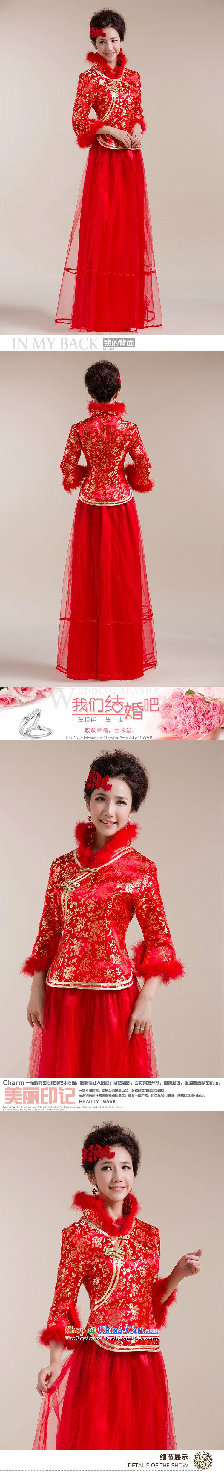 The new 2015 Gross Gross for cuff gauze long skirt with gold floral decorations Tang Gown wedding dress red L picture, prices, brand platters! The elections are supplied in the national character of distribution, so action, buy now enjoy more preferential! As soon as possible.