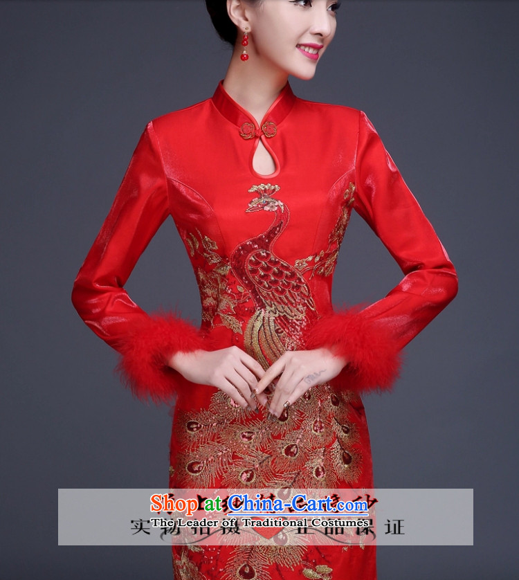 Yong-yeon and bows Service Bridal Fashion 2015 new long-sleeved qipao gown of winter clothing marriage short) thick red red Kim Bong-tail S picture, prices, brand platters! The elections are supplied in the national character of distribution, so action, buy now enjoy more preferential! As soon as possible.