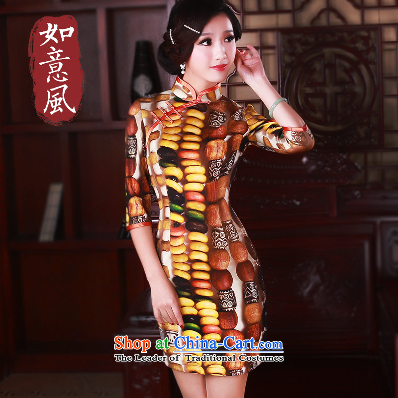 After a day of spring 2015, Wind New Stylish retro in improved cuff cheongsam dress short of Qipao 5036 suit after wind has been pressed, L, online shopping