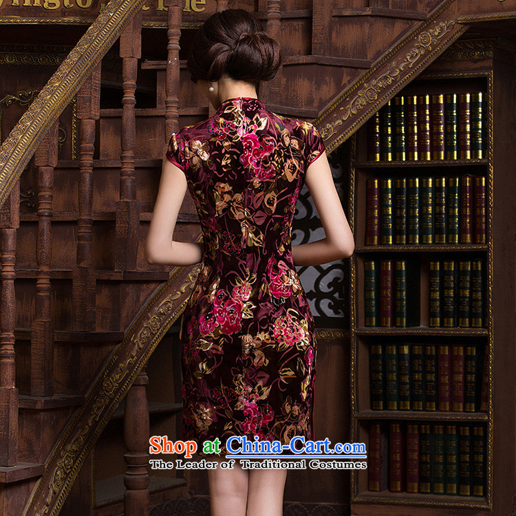 With the CHINESE CHEONGSAM improved new stylish spring 2015 sexy beauty daily short-sleeved Silk Cheongsam, video thin short skirt M picture, prices, brand platters! The elections are supplied in the national character of distribution, so action, buy now enjoy more preferential! As soon as possible.