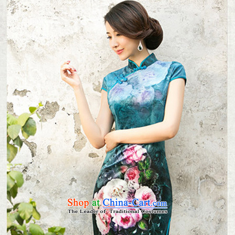 With a new 2015 Chinese Ethnic Women Kim velvet cheongsam dress stylish improvements Sau San retro poster qipao light blue XL, have Monogatari (wuyouwuyu) , , , shopping on the Internet