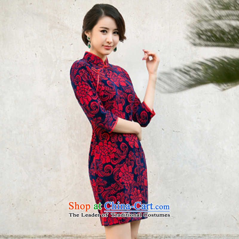 With a new 2015 Chinese Ethnic Women Kim velvet cheongsam dress stylish improvements Sau San retro short of Qipao purple S, have Monogatari (wuyouwuyu) , , , shopping on the Internet