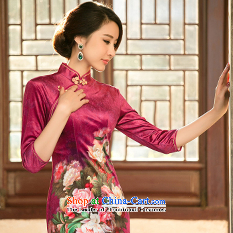 With a new Chinese ethnic 2015 new women's gold velour cheongsam dress stylish improvements Sau San retro short of Qipao XXL, property of an Arabic (wuyouwuyu) , , , shopping on the Internet