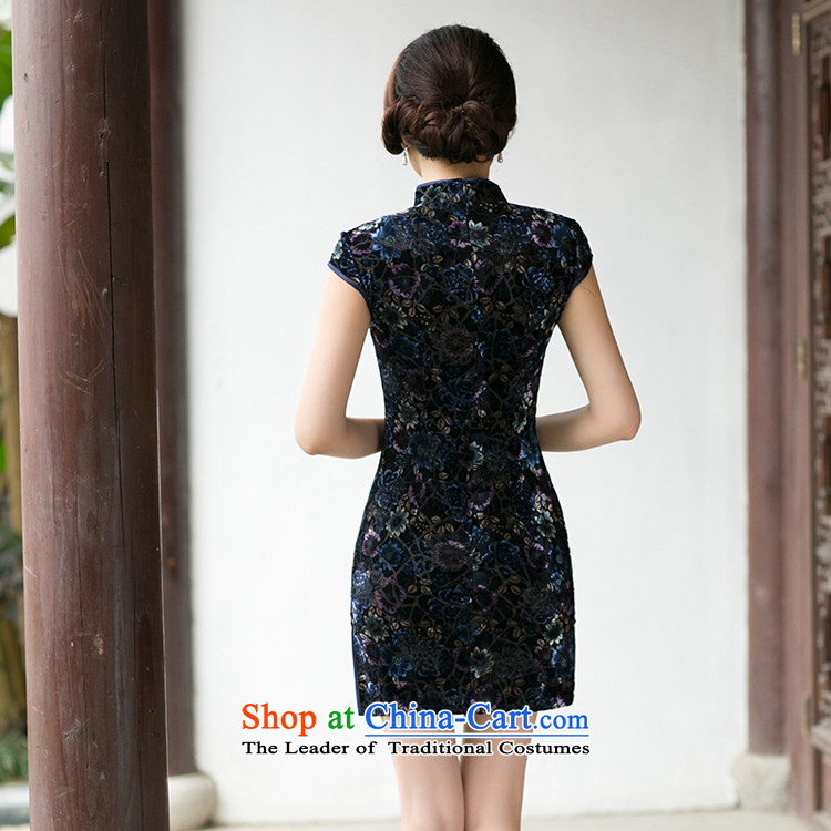 With a Chinese  Spring 2015 new women's skirt Fashion Sau San qipao scouring pads improved retro short-sleeved qipao M picture, prices, brand platters! The elections are supplied in the national character of distribution, so action, buy now enjoy more preferential! As soon as possible.