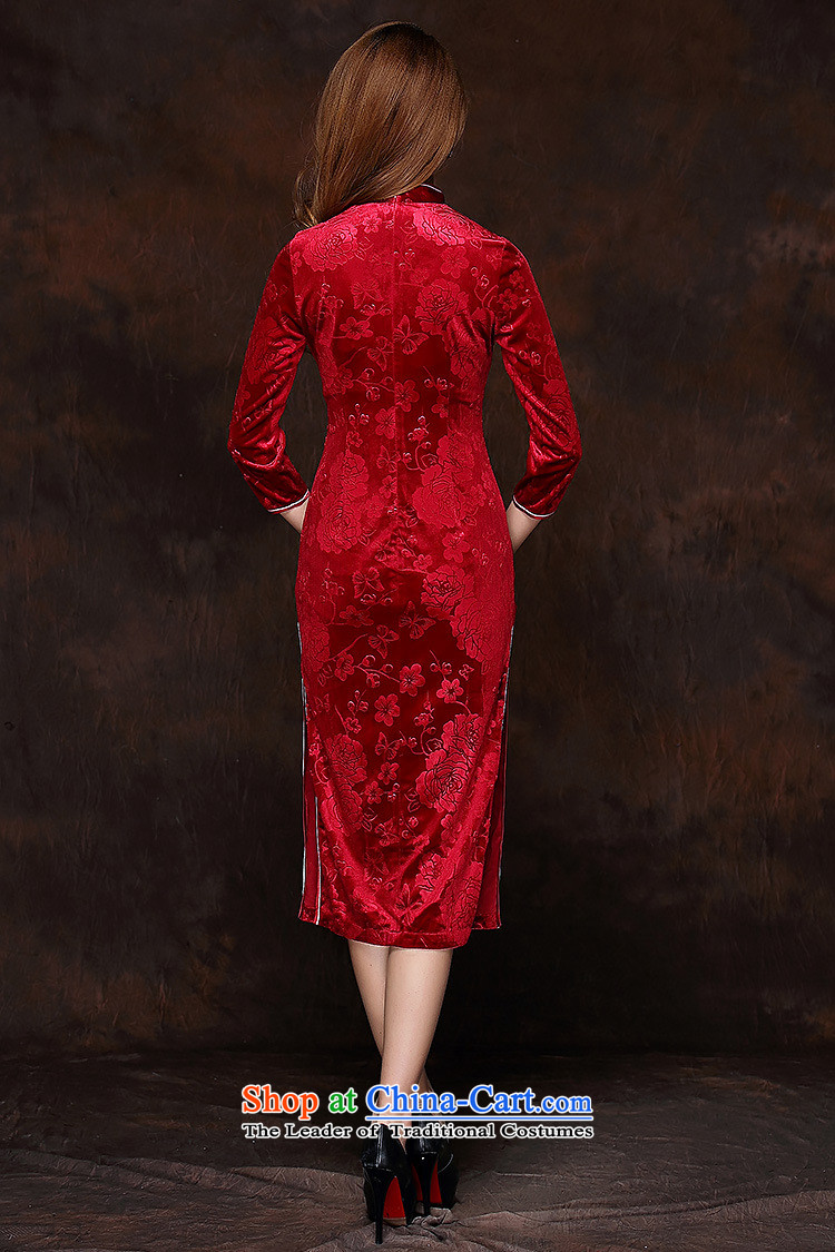 At the end of light and Stylish retro-improved 7 Long qipao XWGQF141008 cuff velvet red XXXXL picture, prices, brand platters! The elections are supplied in the national character of distribution, so action, buy now enjoy more preferential! As soon as possible.