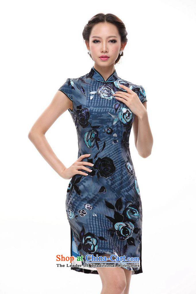 At the end of light and stylish retro Chinese Silk Cheongsam improved skirts XWG BLUE L picture, prices, brand platters! The elections are supplied in the national character of distribution, so action, buy now enjoy more preferential! As soon as possible.