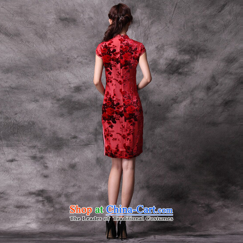 At the end of light red married women dress autumn Stylish retro qipao XWG improved red light at the end of , , , XXXL, shopping on the Internet