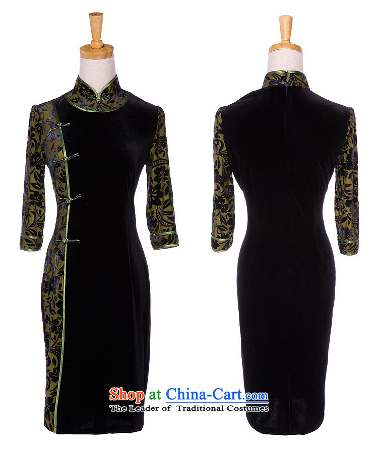 At the end of light and Stylish retro-cashmere improvements in the stitching short-sleeved qipao XWGQF13-6091 picture color M brand, prices, picture platters! The elections are supplied in the national character of distribution, so action, buy now enjoy more preferential! As soon as possible.