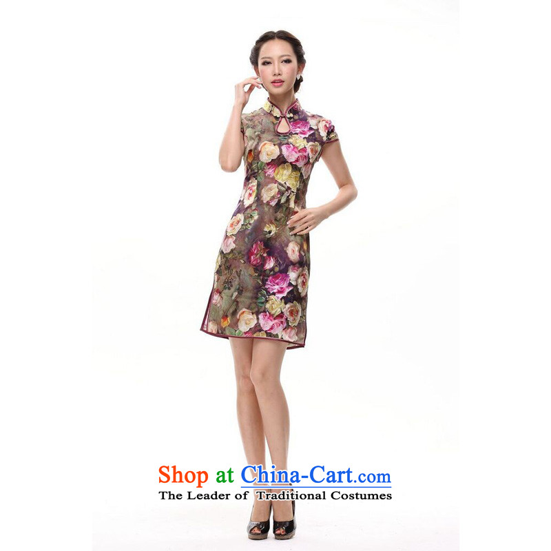 At the end of light heavyweight Chinese qipao improved Stylish retro XWGQP12018-15 summer picture color light at the end of S, shopping on the Internet has been pressed.