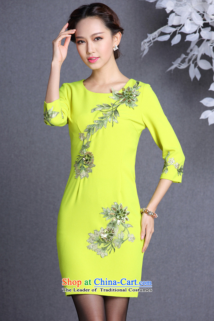 At the end of light and stylish embroidery in improved short-sleeved yellow XL Photo XWGQF1309-13 cheongsam, prices, brand platters! The elections are supplied in the national character of distribution, so action, buy now enjoy more preferential! As soon as possible.