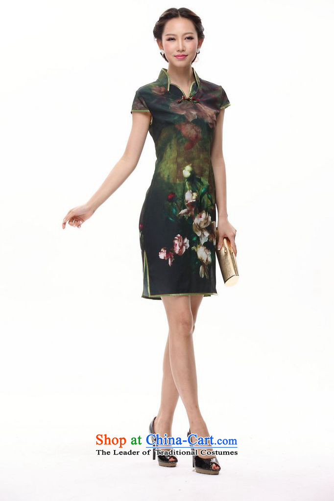 The end of the light of improved ink peony cheongsam dress retro Dress Short of Chinese XWGQP002-5 GREEN M picture, prices, brand platters! The elections are supplied in the national character of distribution, so action, buy now enjoy more preferential! As soon as possible.
