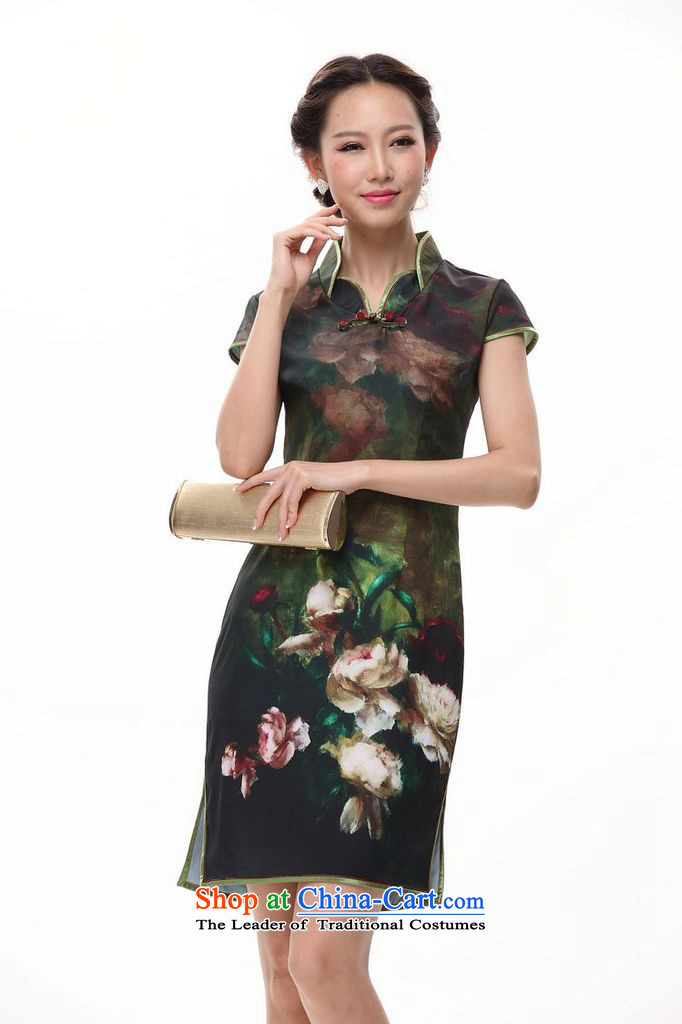 The end of the light of improved ink peony cheongsam dress retro Dress Short of Chinese XWGQP002-5 GREEN M picture, prices, brand platters! The elections are supplied in the national character of distribution, so action, buy now enjoy more preferential! As soon as possible.