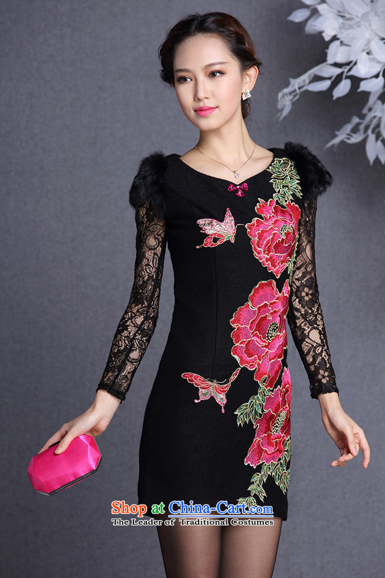 The end of the light of improved stylish Sau San rabbit hair shoulder embroidered short qipao XWGQF13017 gross? black XXL picture, prices, brand platters! The elections are supplied in the national character of distribution, so action, buy now enjoy more preferential! As soon as possible.