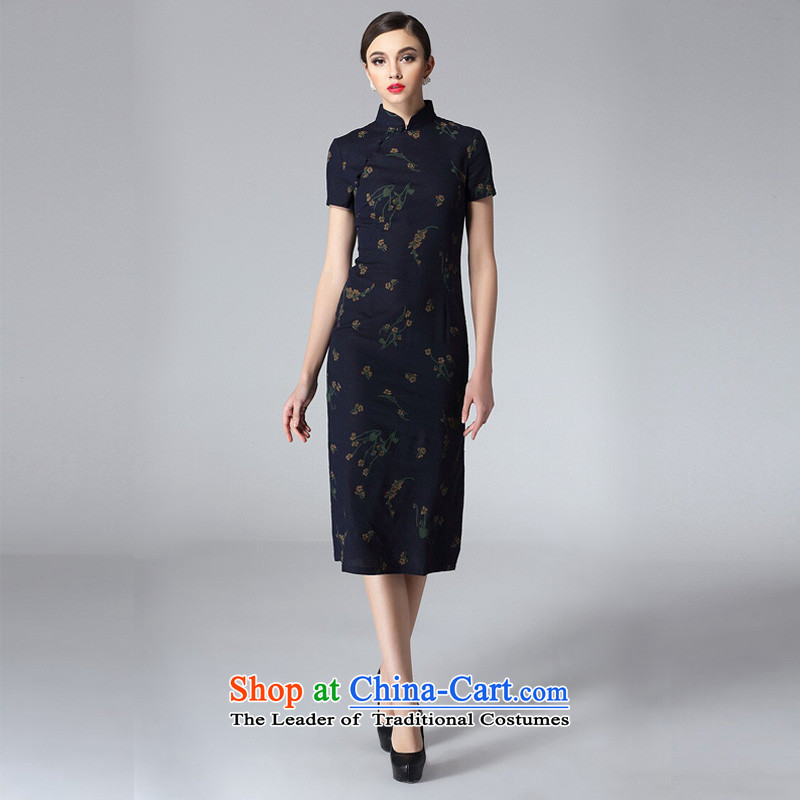 The end of the light of nostalgia for the flax long qipao stylish improved daily short-sleeved cheongsam dress Tang Dynasty of Korea XWGQF8811 black light at the end of M , , , shopping on the Internet
