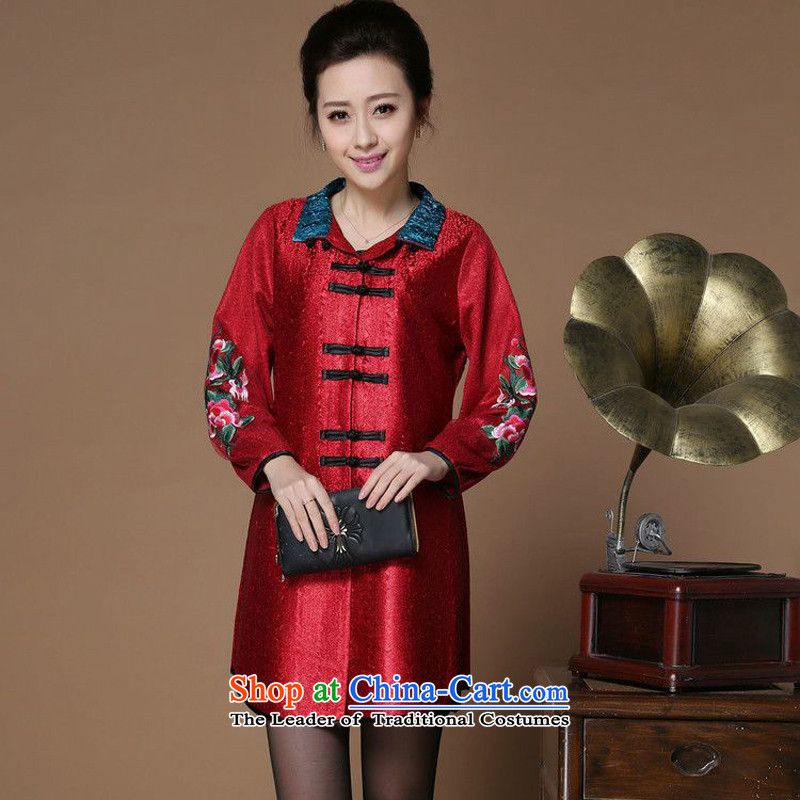 Spring 2015 narcissus forest on a new Single Row Straight Cut loose maximum deduction in older MOM pack creases qipao Tang jackets XYY-1269A BOURDEAUX?XXL