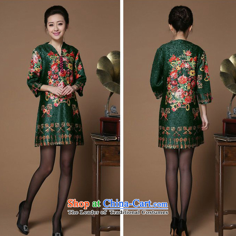 Spring 2015 narcissus forest on the elderly in the new mother replacing creases wind ajar for Silk Cheongsam Tang dynasty dresses XYY-1286-1 XXXXL, Green Forest Narcissus (senlinshuixian) , , , shopping on the Internet