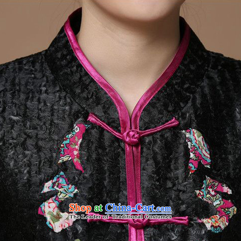 Spring 2015 narcissus forest on a new liberal larger Mock-neck creases Tang dynasty single row detained in floral stamp older qipao jacket XYY-8501 enumeration purple XL, Forest Narcissus (senlinshuixian) , , , shopping on the Internet