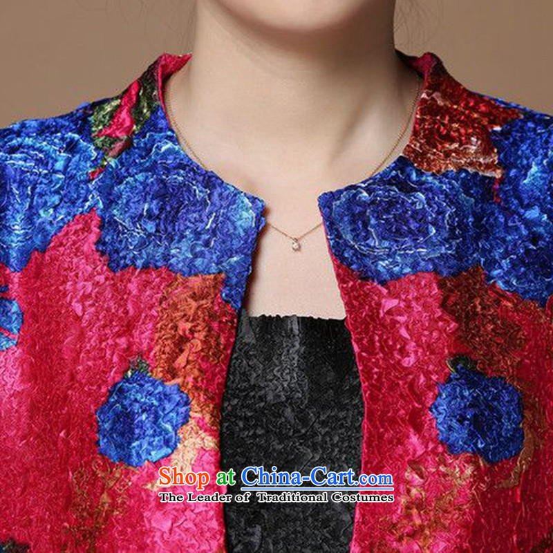 Spring 2015 narcissus forest on a new V-neck in the stamp of Tang Dynasty mother load wrinkled qipao XYY-8503 jacket in red Yellow XL, Forest Narcissus (senlinshuixian) , , , shopping on the Internet
