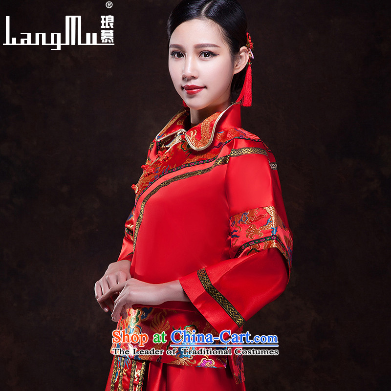 The new 2015 Luang Sau Wo Service bridal dresses bows services marriage red Chinese style wedding dress-soo and long-sleeved qipao S, Luang in , , , shopping on the Internet