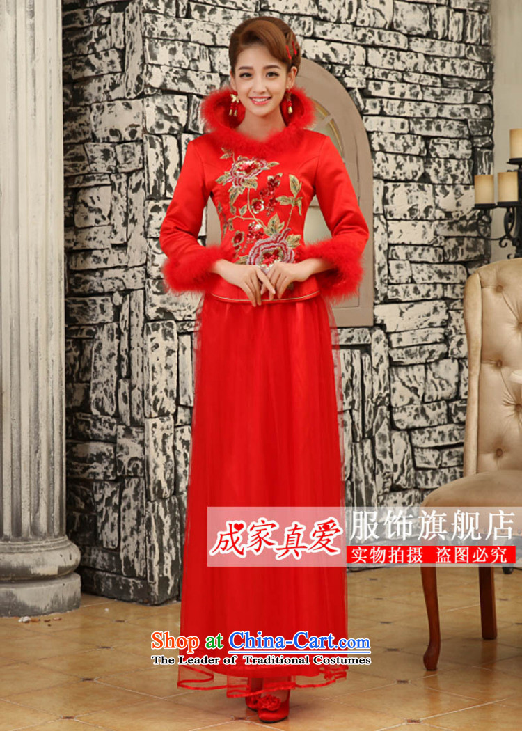 The knot true love wedding dress bows services 2015 new stylish red marriages long long-sleeved warm winter clothing female red qipao cheongsam M picture, prices, brand platters! The elections are supplied in the national character of distribution, so action, buy now enjoy more preferential! As soon as possible.