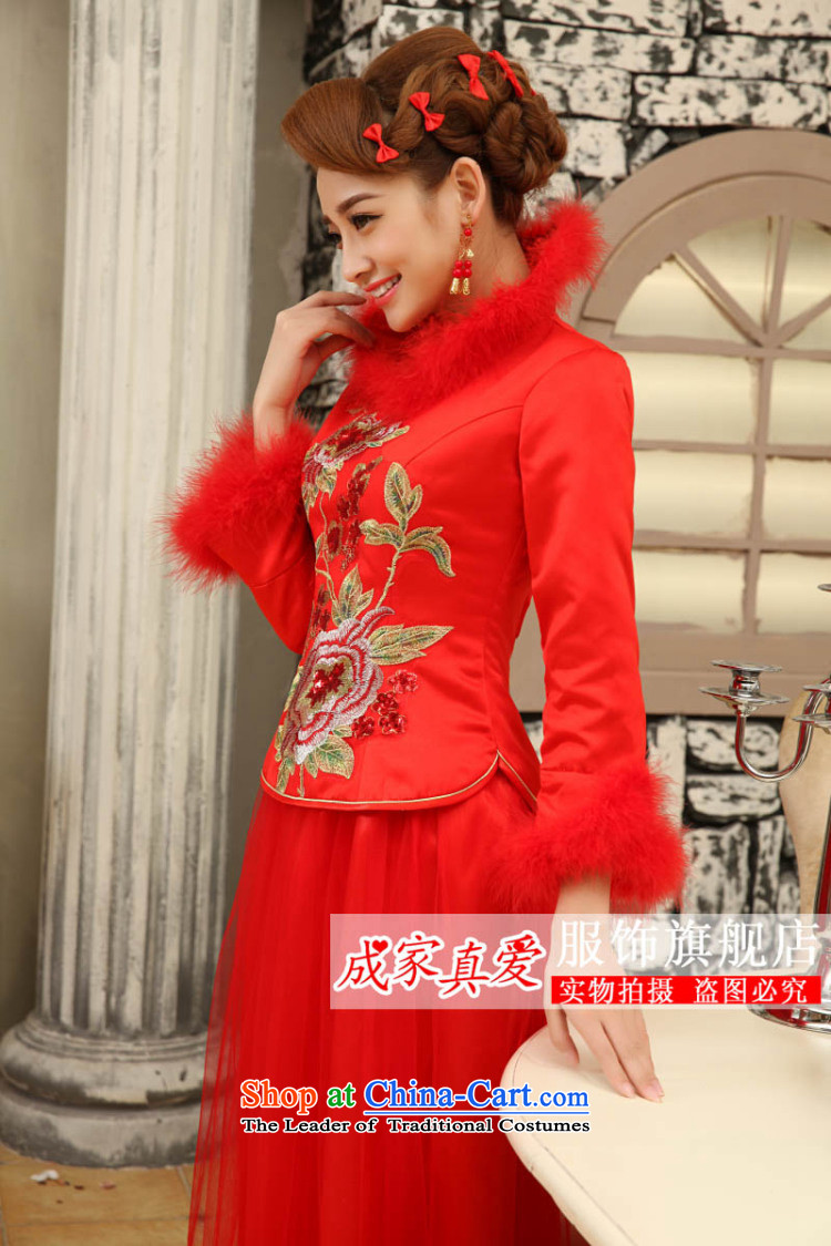 The knot true love wedding dress bows services 2015 new stylish red marriages long long-sleeved warm winter clothing female red qipao cheongsam M picture, prices, brand platters! The elections are supplied in the national character of distribution, so action, buy now enjoy more preferential! As soon as possible.