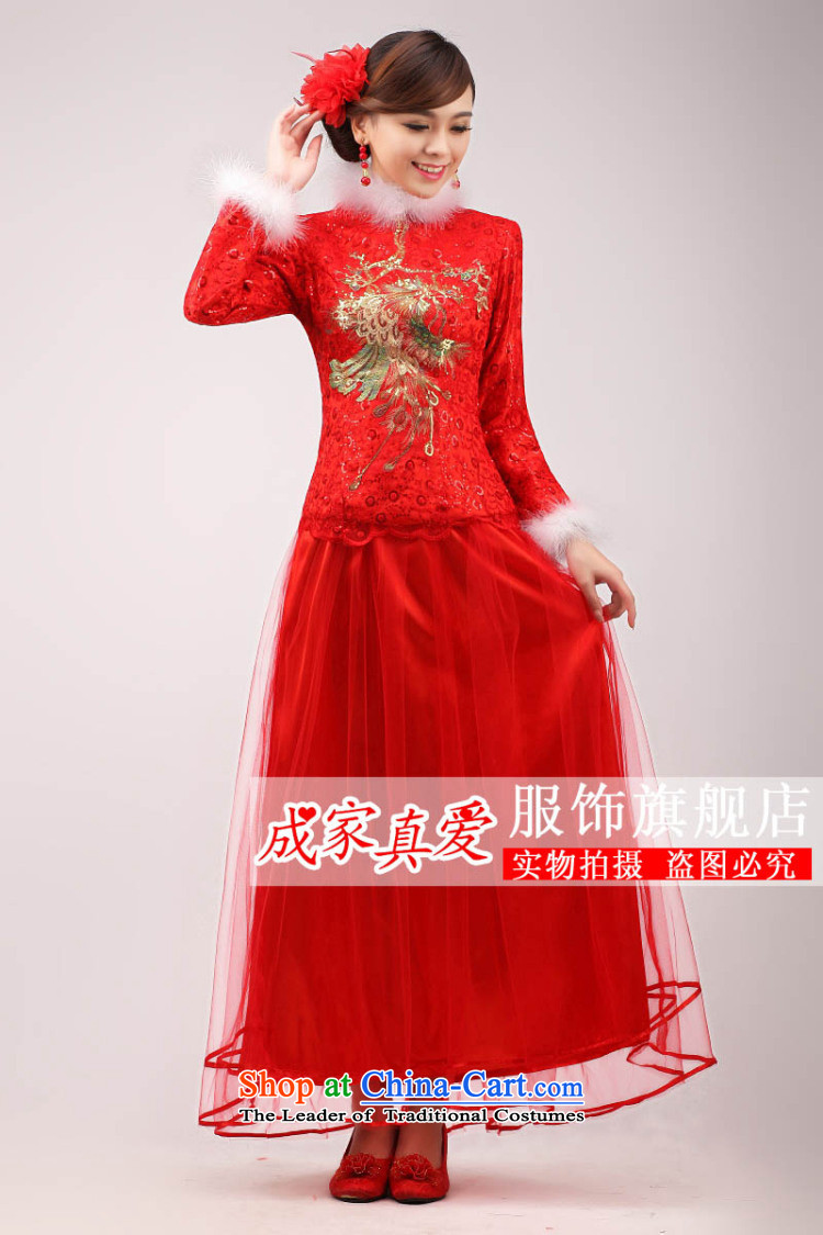 The knot true love marriages qipao 2015 new stylish Chinese improved bows long long-sleeved clothing red dress for Winter Female Red L picture, prices, brand platters! The elections are supplied in the national character of distribution, so action, buy now enjoy more preferential! As soon as possible.