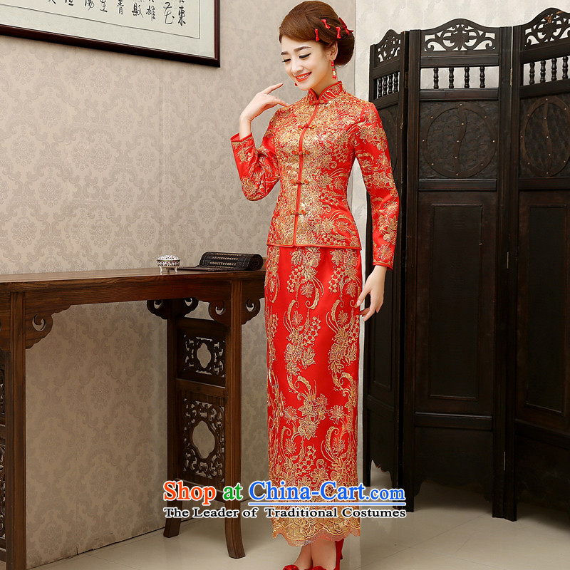 The knot true love bows to the bride of Chinese New Year 2015 wedding dress long-serving long-sleeved qipao Longfeng Wo Use Winter load red winter) for gross S Chengjia True Love , , , shopping on the Internet