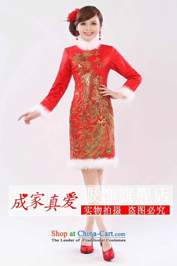 The knot true love marriages bows services 2014 New Stylish retro long-sleeved short high-waist cheongsam dress for winter pregnant female red S picture, prices, brand platters! The elections are supplied in the national character of distribution, so action, buy now enjoy more preferential! As soon as possible.