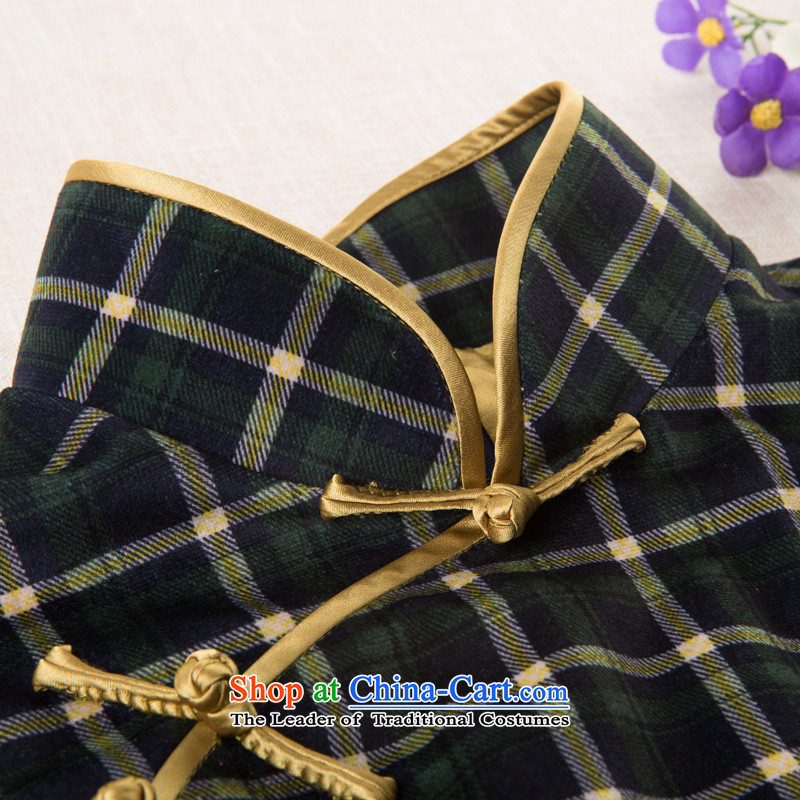 A Pinwheel Without Wind flow zhu yi) Sleeve length of daily qipao winter clothing Stylish retro skirts of the Republic of Korea improved qipao Doi Green , L, Yat Lady , , , shopping on the Internet