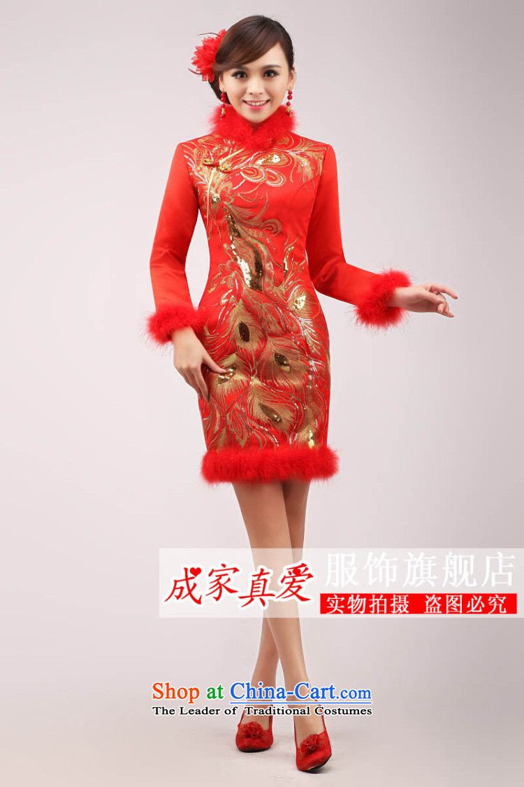 The knot true love marriages bows services 2015 winter new stylish improved long-sleeved qipao gown red short of winter clothing female red L picture, prices, brand platters! The elections are supplied in the national character of distribution, so action, buy now enjoy more preferential! As soon as possible.