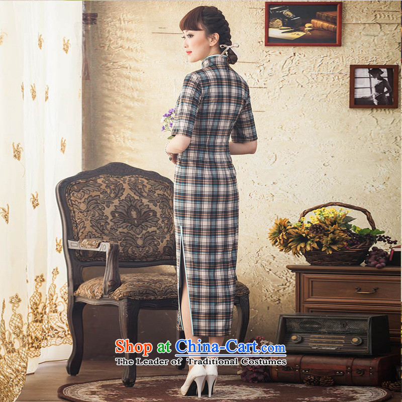 A Pinwheel Without Wind up a new escape of daily in long-sleeved qipao Fall/Winter Collections of nostalgia for the improvement of cheongsam dress stylish blue , L, Yat Lady , , , shopping on the Internet