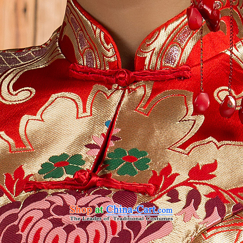 Non-you do not marry 2015 NEW CHINESE CHEONGSAM with improved services bows wedding dress retro-clip collar dresses bow tie red wedding dress red , L, non-you do not marry shopping on the Internet has been pressed.