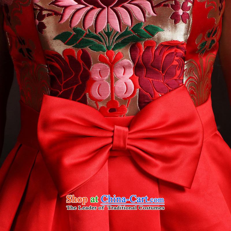 Non-you do not marry 2015 NEW CHINESE CHEONGSAM with improved services bows wedding dress retro-clip collar dresses bow tie red wedding dress red , L, non-you do not marry shopping on the Internet has been pressed.