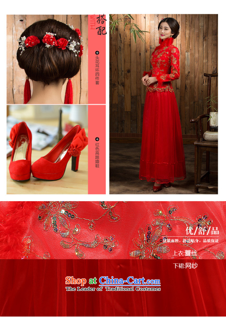 Non-you do not marry 2015 autumn and winter new qipao gown lace bride Chinese spend long-sleeved clothing tick bows dress cotton door onto the folder the wedding dress long-sleeved red velvet M picture, prices, brand platters! The elections are supplied in the national character of distribution, so action, buy now enjoy more preferential! As soon as possible.