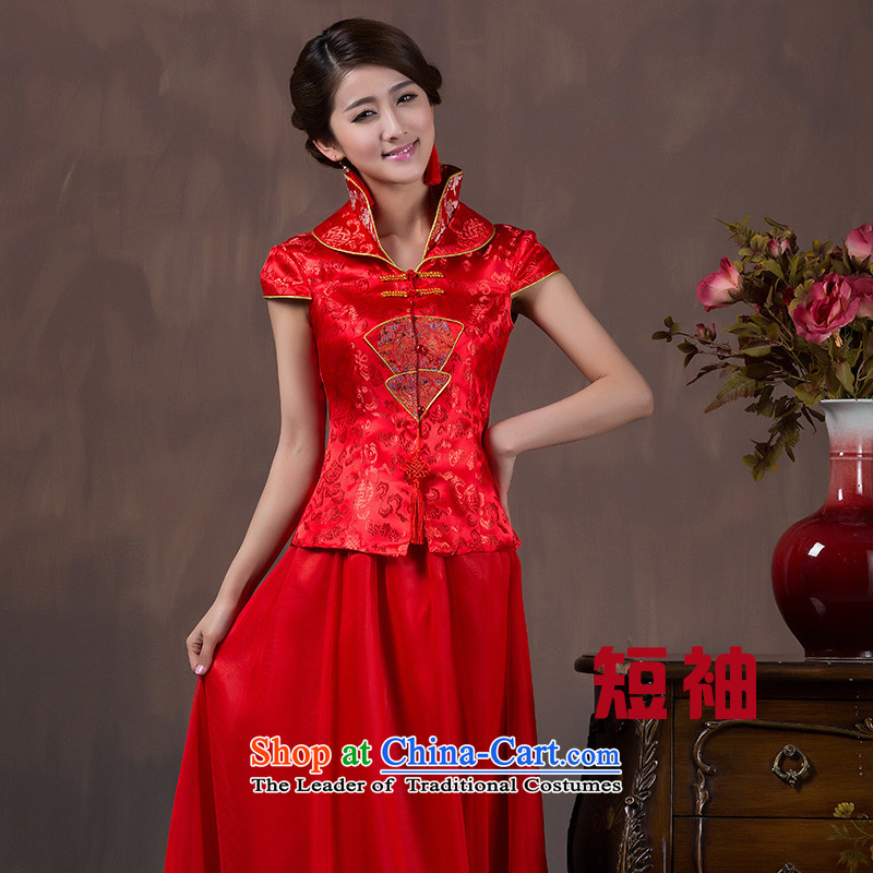 You do not marry non-boxed long-sleeved brides fall qipao marriage autumn and winter clothing improved Chinese long bows stylish wedding dress red short-sleeved 4XL, non-you do not marry shopping on the Internet has been pressed.