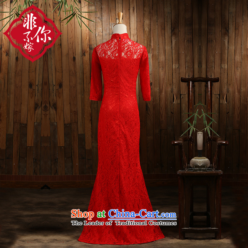 Non-you do not marry wedding dress bride bows Services New 2015 Autumn cheongsam with retro improved long crowsfoot cheongsam red XL, non-you do not marry shopping on the Internet has been pressed.