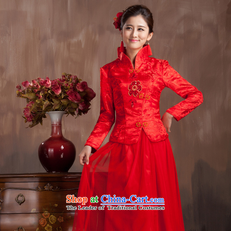 You do not marry non-married autumn long serving toasting champagne cheongsam dress Chinese bride red retro elegant wedding dresses large long-sleeved thin, s, non-you do not marry shopping on the Internet has been pressed.