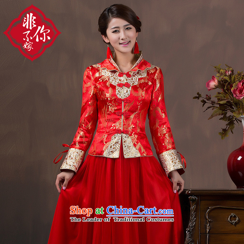Non-you do not marry 2015 autumn and winter new cheongsam with dual LED damask Chinese wedding dress long-sleeved insets bows to retro-thick back door onto thick) non-you do not marry 4XL, shopping on the Internet has been pressed.