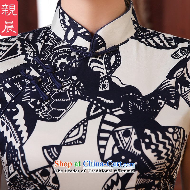 The elections as soon as possible the summer morning daily pro-improved Stylish retro look like Ms. dresses cheongsam dress Tang dynasty dress etiquette, S-waistline clothing short 67cm, pro-am , , , shopping on the Internet