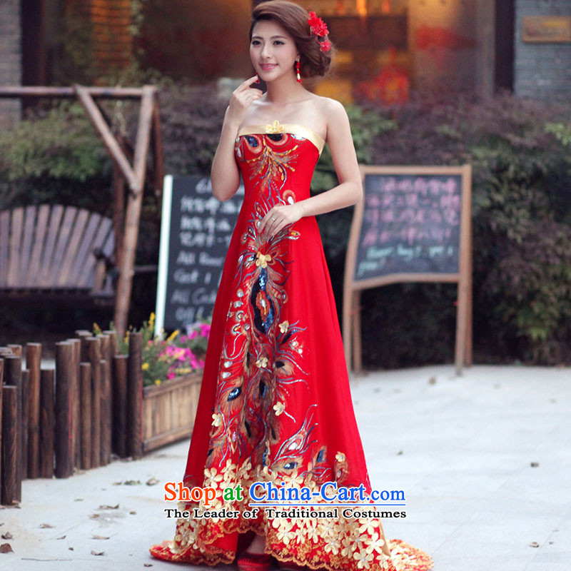 Marriages bows services 2015 new wedding dresses Phoenix tail dress long long skirt evening dress Winter Female gold straps) S Chengjia True Love , , , shopping on the Internet