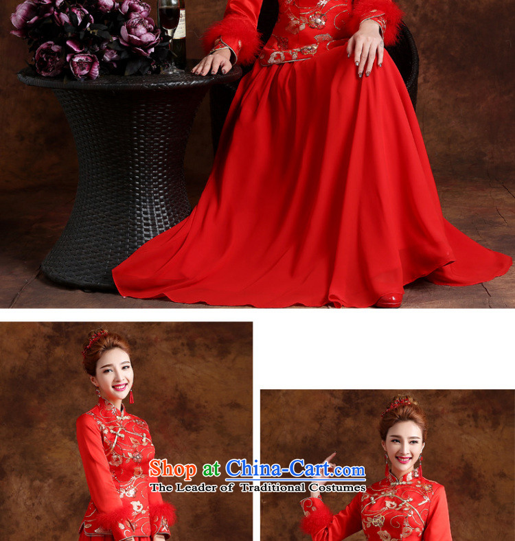 The knot true love marriages bows qipao 2015 New Service long long-sleeved retro style improvement dress marriage for winter red XL Photo, prices, brand platters! The elections are supplied in the national character of distribution, so action, buy now enjoy more preferential! As soon as possible.