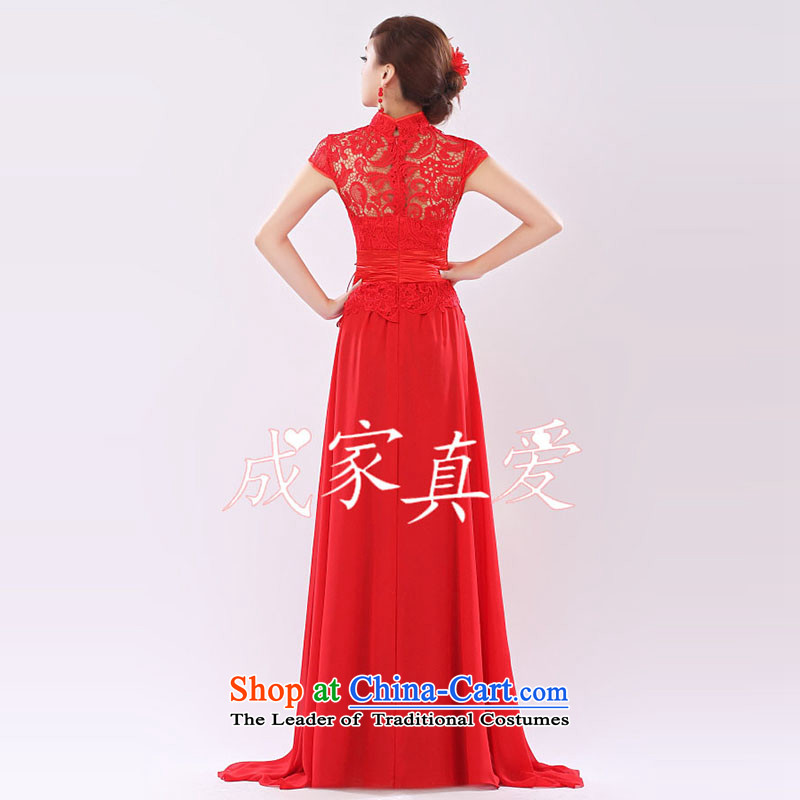 The knot true love marriages bows services 2015 new long wedding dresses retro red qipao larger video thin Winter Female short, Red M Chengjia True Love , , , shopping on the Internet